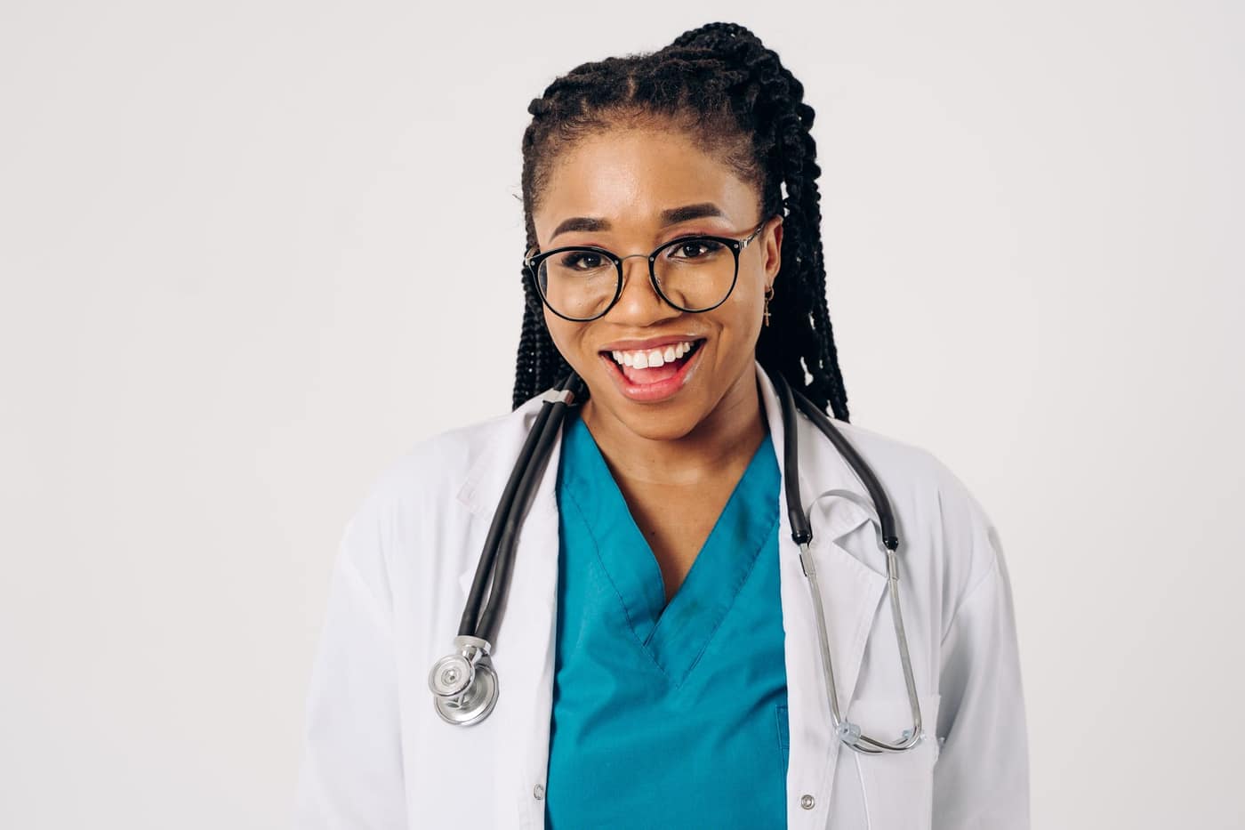 Smiling doctor in a bright practice